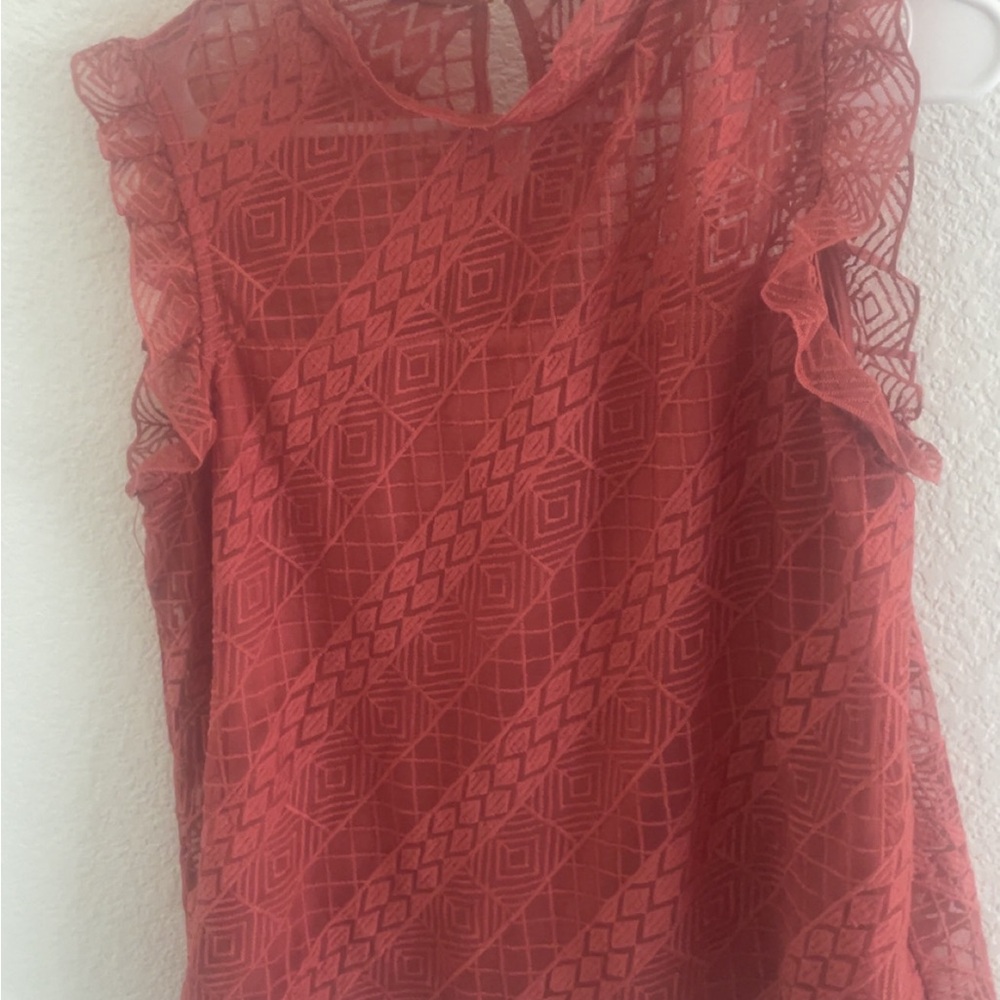 Elegant Lace Red Top